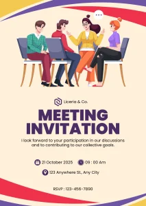 Elegant Cream and Purple Corporate Meeting Virtual Invitation Modern Party Invitation