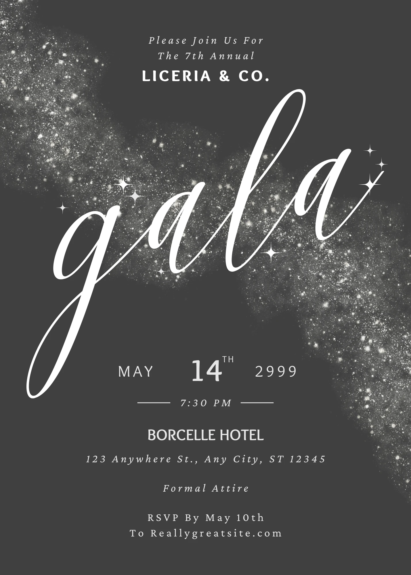 Luxury Sophisticated Dark Gray and White Luxury Gala Invitation Sophisticated Celebration E-Card