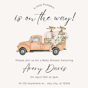 Digital Invitation Festive Fall Pumpkin Baby Shower Invitation Sophisticated Celebration E-Card