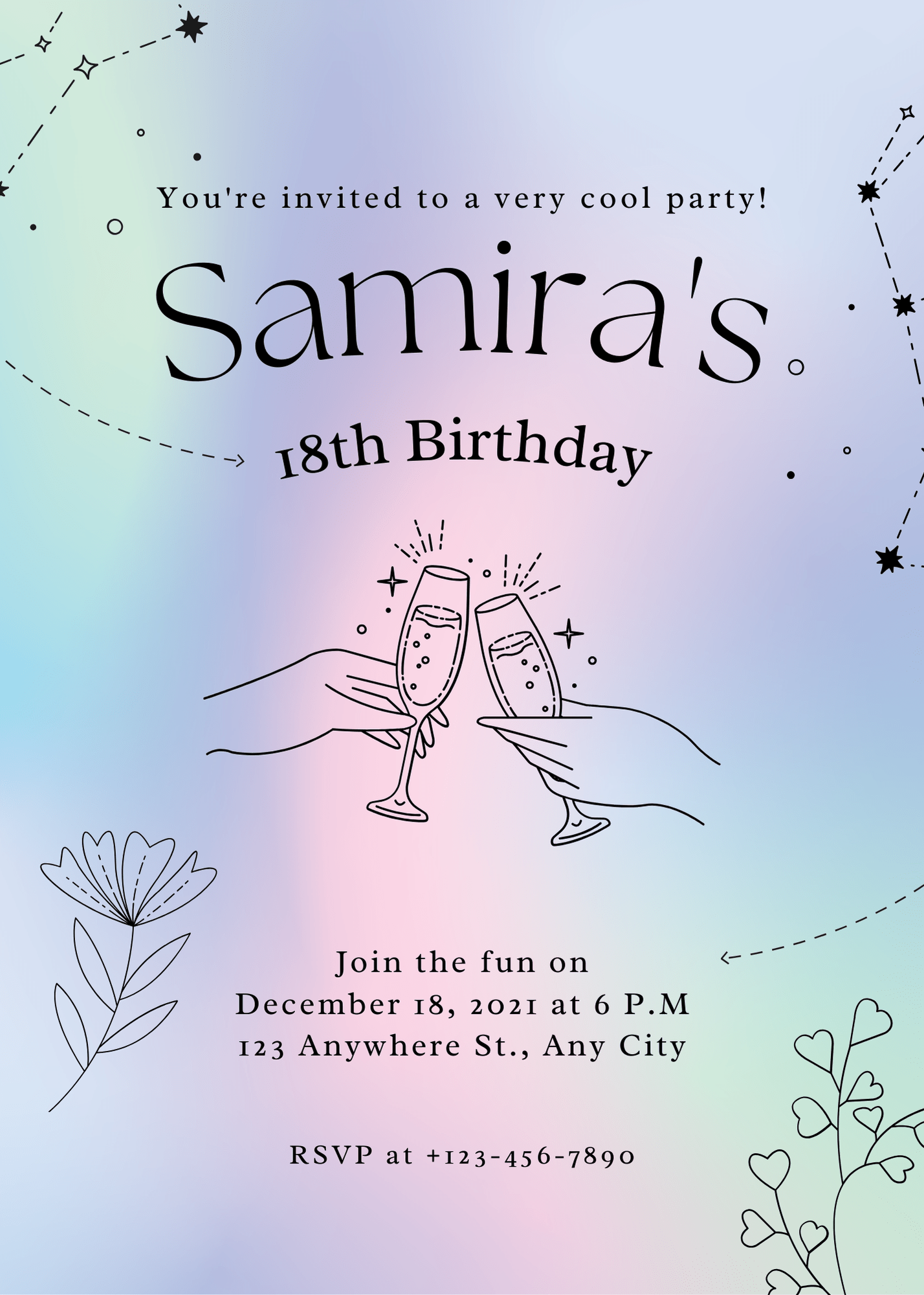 Elegant Stunning Gradient Elegant 18th Birthday Party Invitation for Celebrating Milestones Interactive Digital Invitation