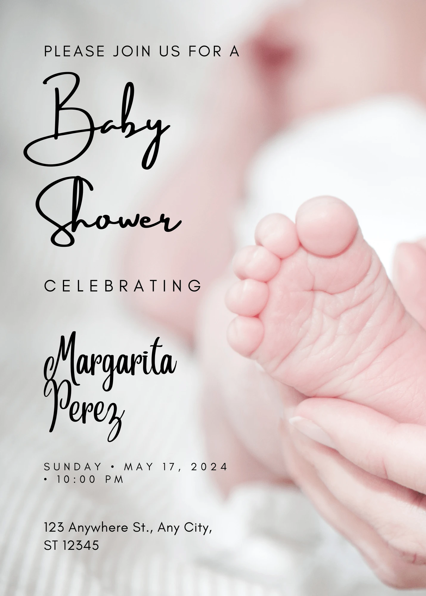 Fun Gray and Black Playful Baby Shower Invitation Portrait Sophisticated Celebration E-Card