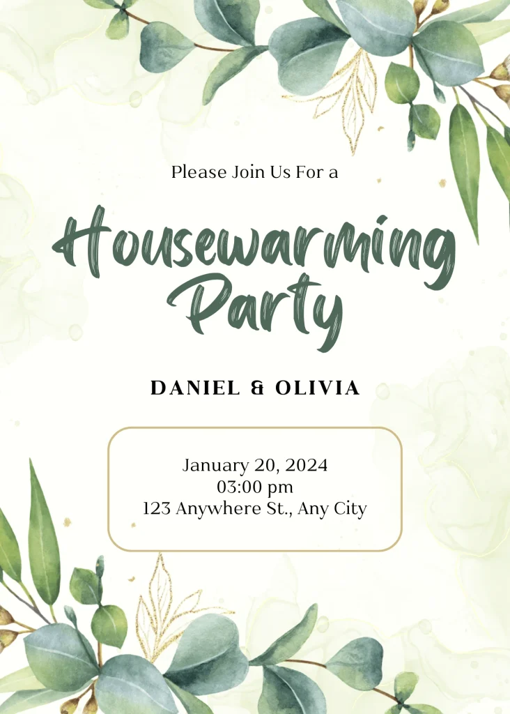 Green Housewarming Invitation Card | InvitationGuru