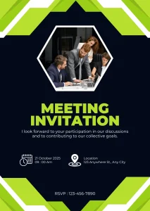 Digital Invitation Professional Green and Blue Corporate Meeting Virtual Invitation Luxury Celebration Invite