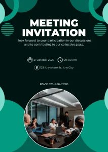 Digital Invitation Stylish Green Corporate Meeting Virtual Invitation Sophisticated Celebration E-Card