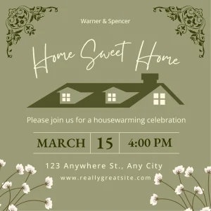 Party Green Housewarming Party Vintage Ornamental Invitation Sophisticated Celebration E-Card
