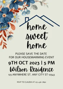 Floral Beautiful Green with Watercolor Floral Housewarming Invitation Luxury Celebration Invite