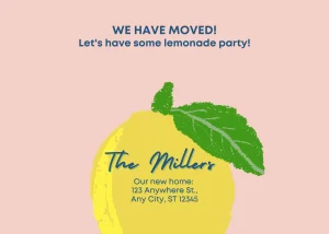Digital Invitation Refreshing Peach and Yellow Lemonade Housewarming Invitation Card Exclusive Birthday E-Card