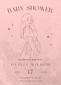 Digital Invitation Stylish Pink and Brown Line Textured Baby Shower Invitation Sophisticated Celebration E-Card