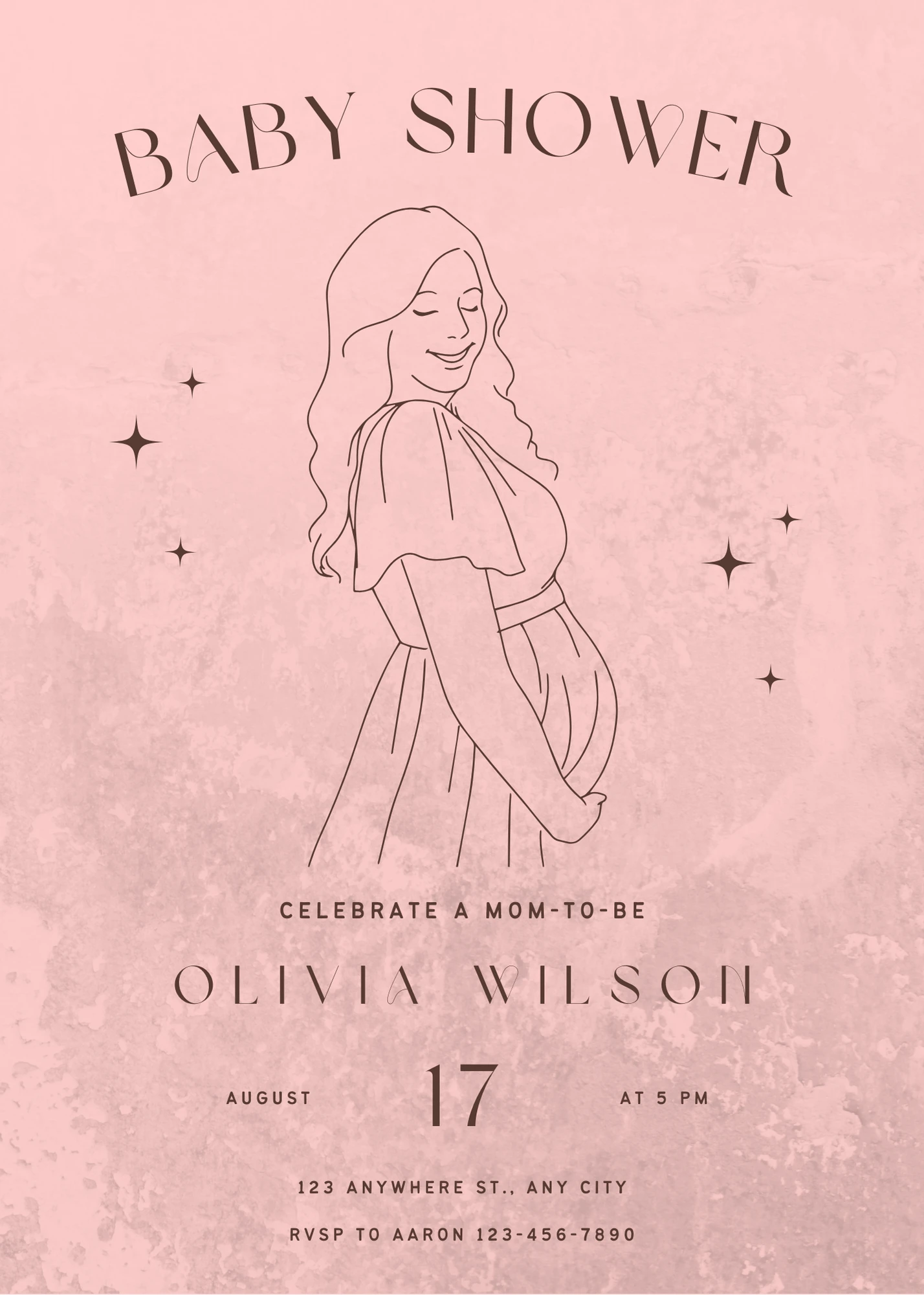 Digital Invitation Stylish Pink and Brown Line Textured Baby Shower Invitation Sophisticated Celebration E-Card