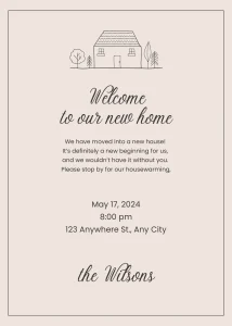 Party Pink Hand-Drawn Housewarming Party Invitation Luxury Celebration Invite