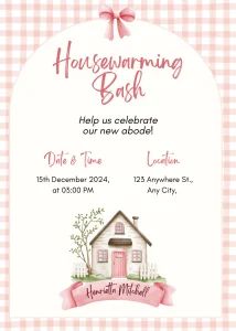 Digital Invitation Pink Illustrative Housewarming Invitation Sophisticated Celebration E-Card