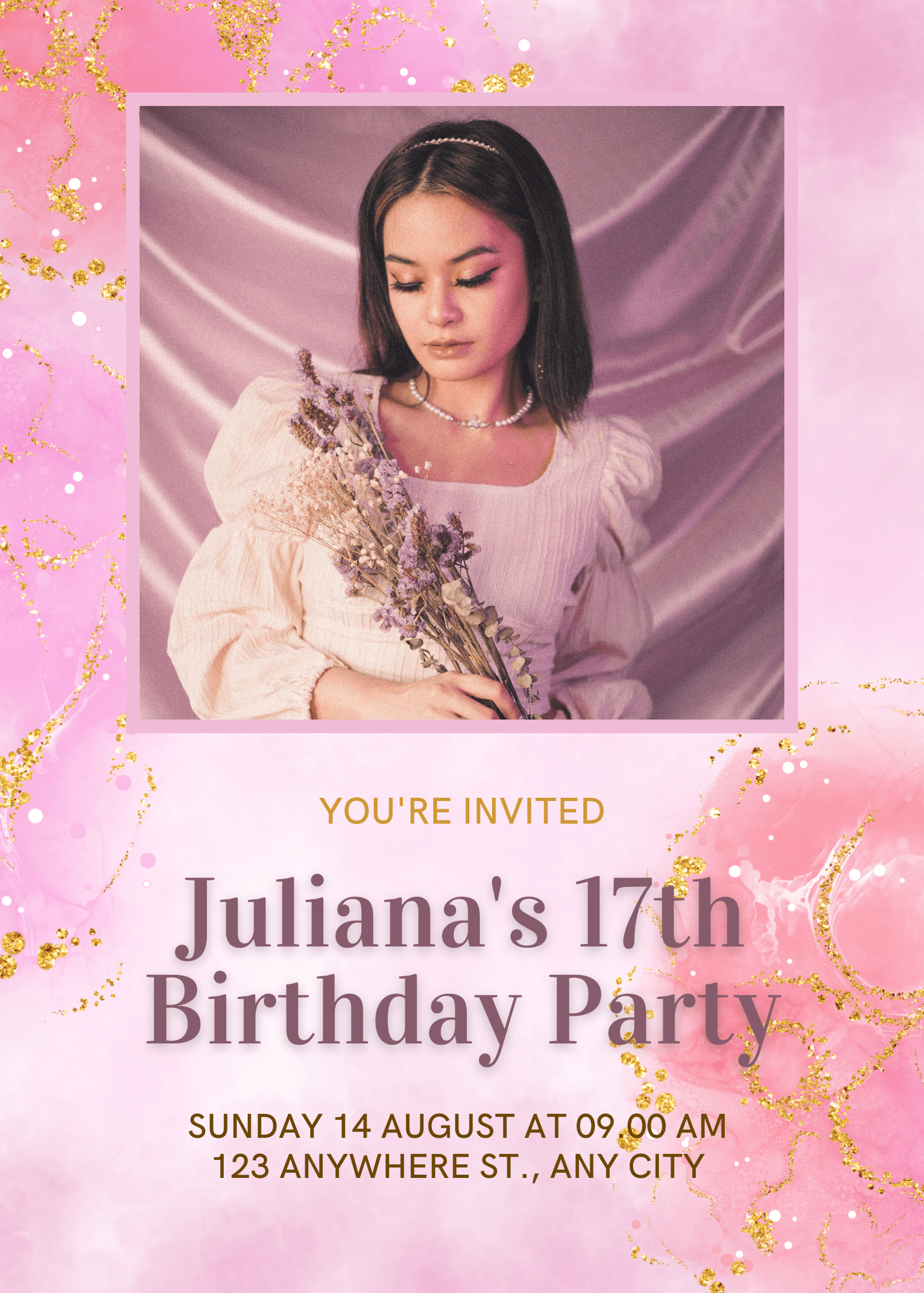 Elegant Pink Minimalist Birthday Party Invitation for Stylish Celebrations Exclusive Birthday E-Card