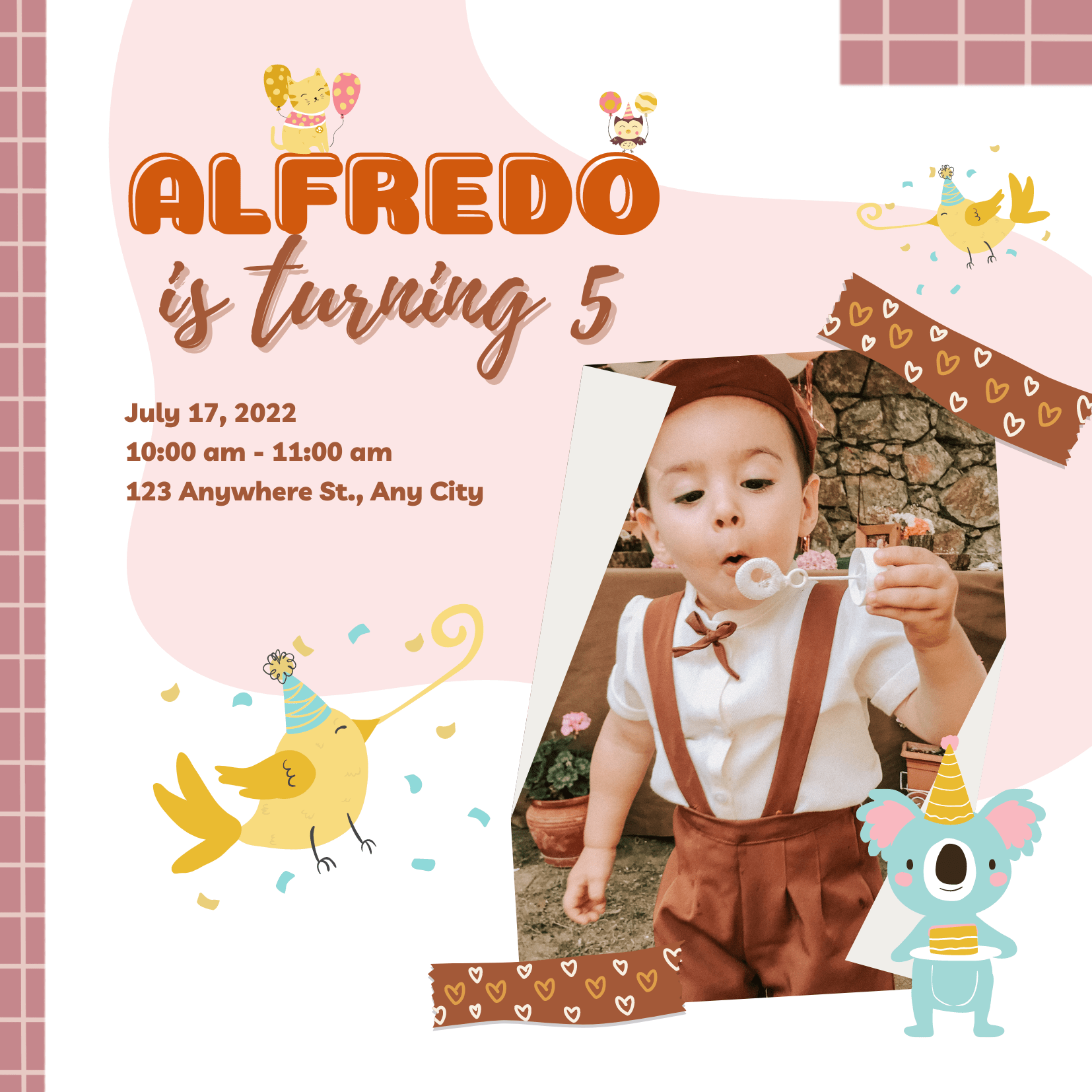 Fun Playful Kids Birthday Invitation Card for Joyful Celebrations Glitter Party E-Card