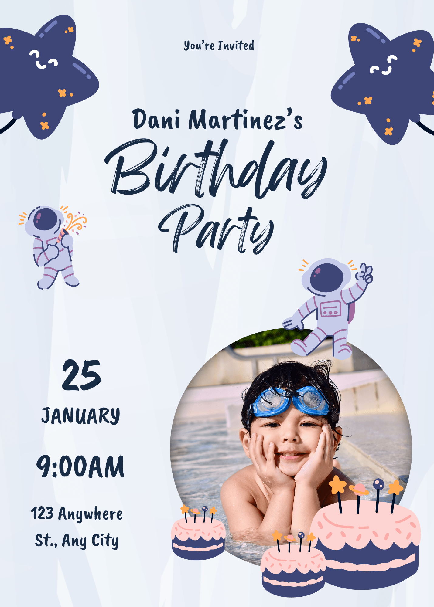 Birthday Top Purple Watercolor Birthday Party Invitation Modern Party Invitation