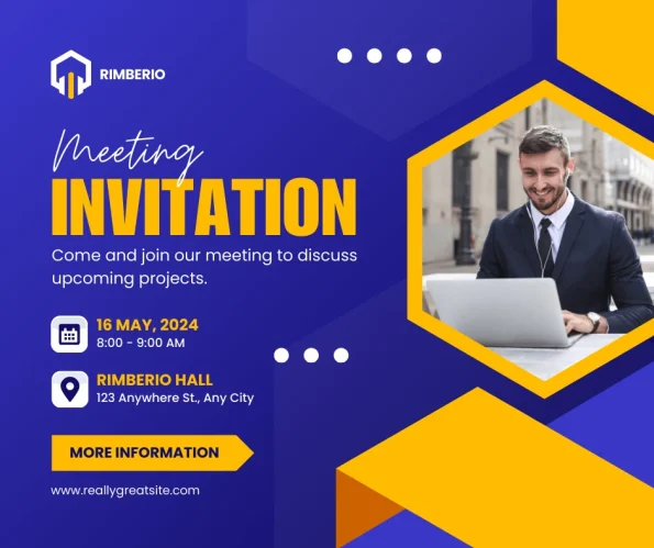 Session Invite Post Elegant Purple And Yellow Minimalist Meeting Invitation Facebook Post ...