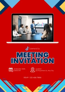 Vibrant Vibrant Red and Blue Corporate Meeting Virtual Invitation Luxury Celebration Invite