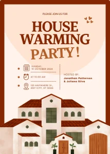 Modern Stylish Red and Cream Modern Housewarming Invitation Interactive Digital Invitation