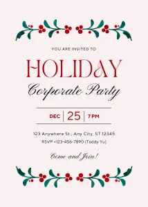 Party Festive Red and Green Holiday Corporate Party Invitation Interactive Digital Invitation