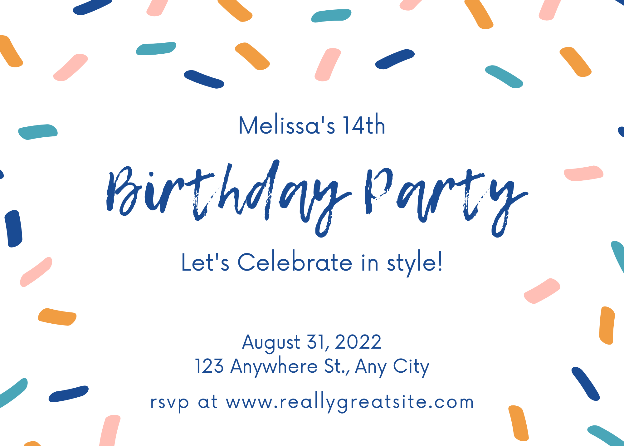 Birthday Colorful Simple Rainbow Confetti Birthday Invitation for Joyful Celebrations Modern Party Invitation