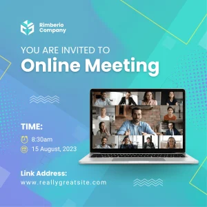 Digital Invitation Bright Tosca Yellow Gradient Corporate Online Meeting Invitation Exclusive Birthday E-Card