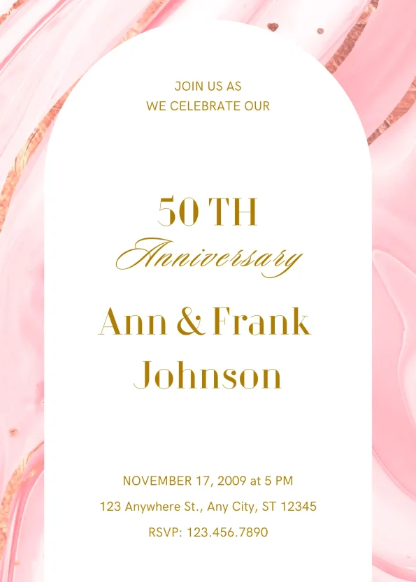 Minimalist Modern Pink Watercolor Elegant Anniversary Invitation ...