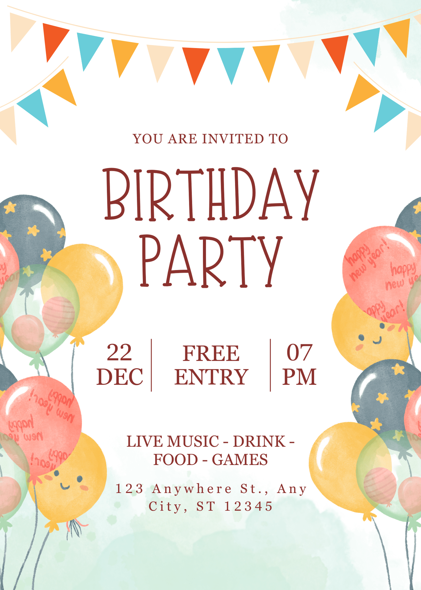 Fun Colorful Watercolor Kids Birthday Invitation for Fun Celebrations Sophisticated Celebration E-Card