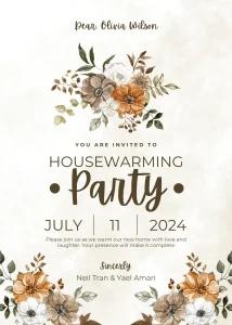 Party White and Brown Rustic Housewarming Party Invitation Modern Party Invitation