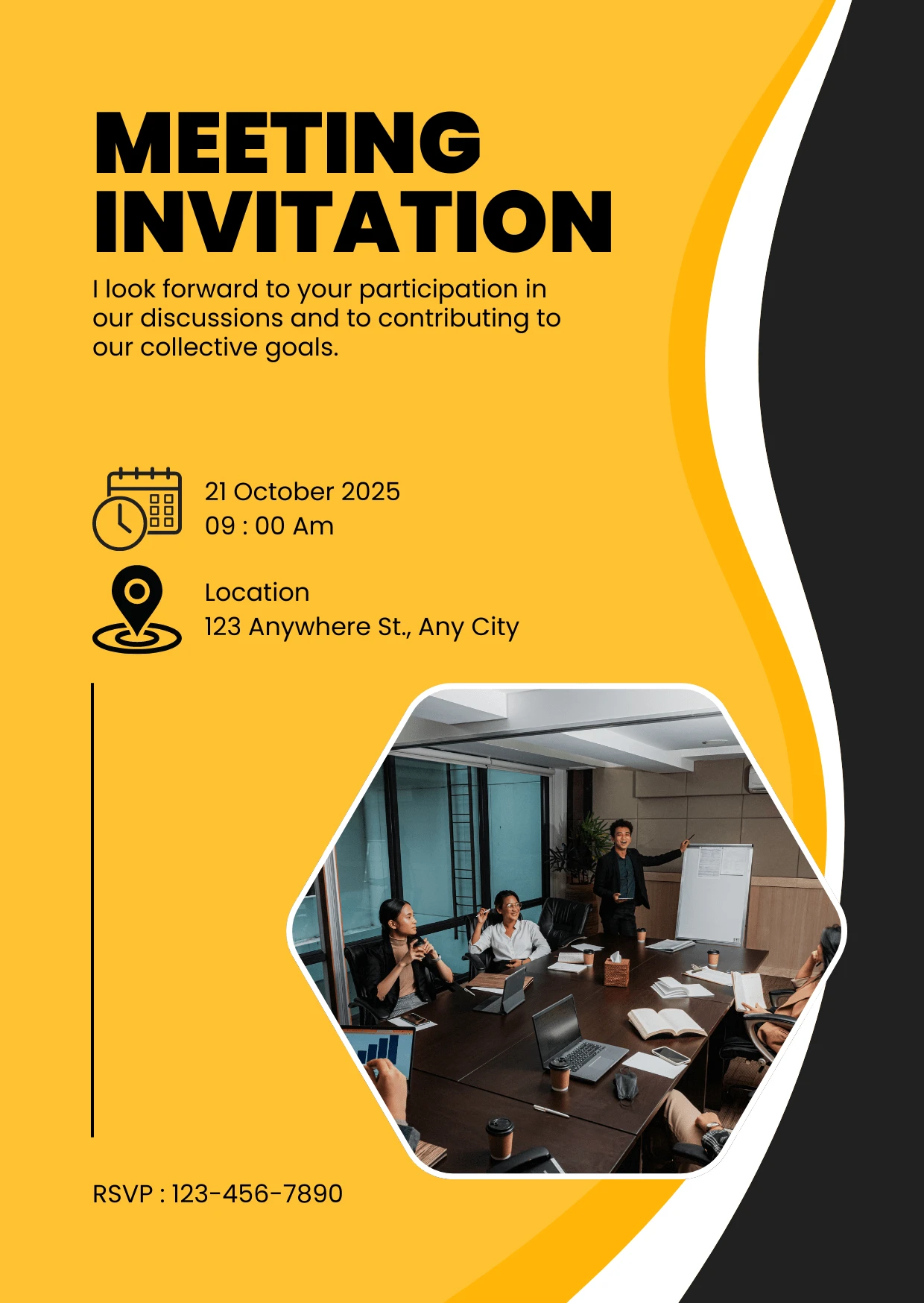 Digital Invitation Bold Yellow and Black Corporate Meeting Virtual Invitation Luxury Celebration Invite – personalised corporate invitation by InvitationGuru