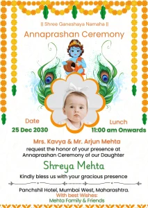 Annaprashan Ceremony Eng White Orange Card 03
