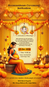Baby Shower Orange Theme Card 196
