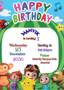 Birthday Invitation Card Cocomelon Eng