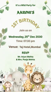 Birthday Invitation Card Jungle Theme Eng