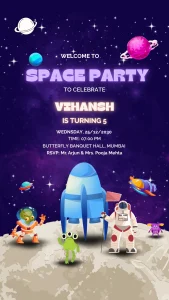 Birthday Invitation Card Space Party Eng