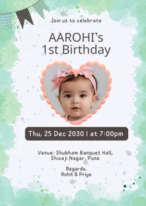 Birthday Invitation White Pastel Green Theme 161
