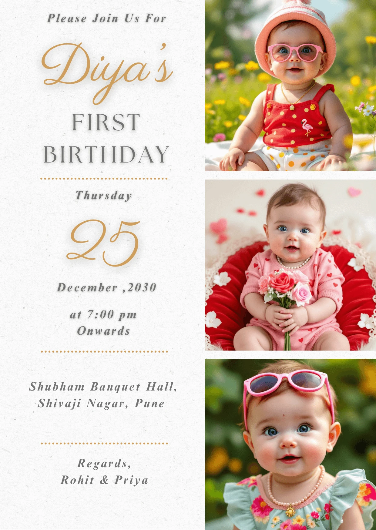 Birthday Invite Beige Color 167
