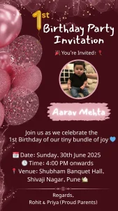 Birthday Invite Brown Pink Theme Card 509