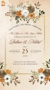 Half Saree Dhoti Ceremony Royal Theme Card