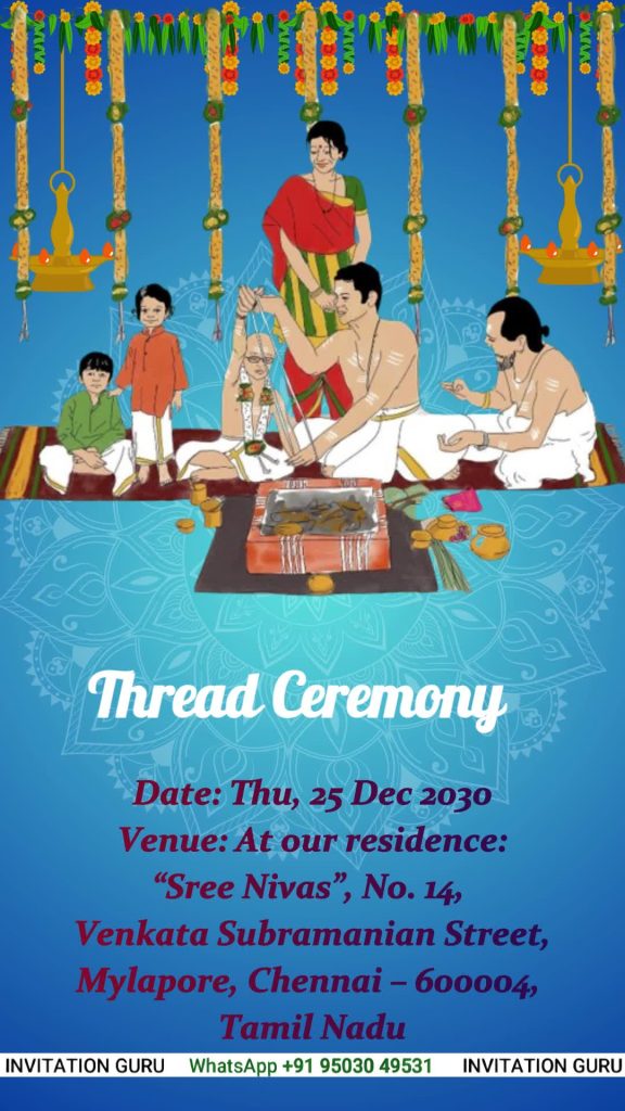 Thread Ceremony - Blue Theme - 03 – personalised thread ceremony invitation video by InvitationGuru
