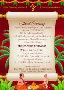 Thread Ceremony Eng Red and Yellow Traditional Theme Card 04