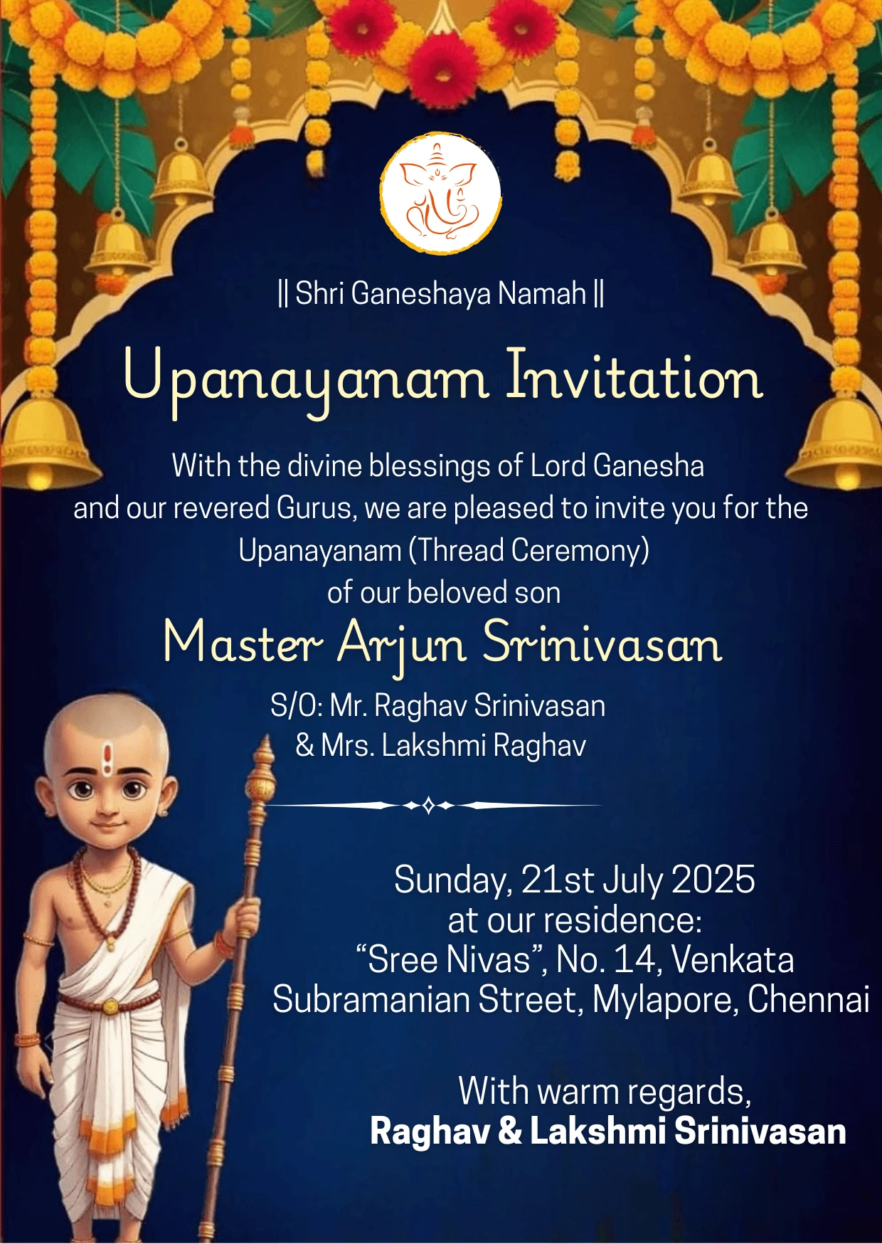 Thread Ceremony Royal Blue Theme Card 335