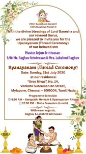 Upanayanam Thready Ceremony Eng Off White Theme Card 165