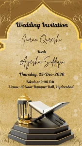 Wedding Invitation Muslim Card Mustered Yellow 786