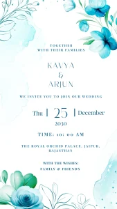 Wedding Invitation White Green Theme Card 347