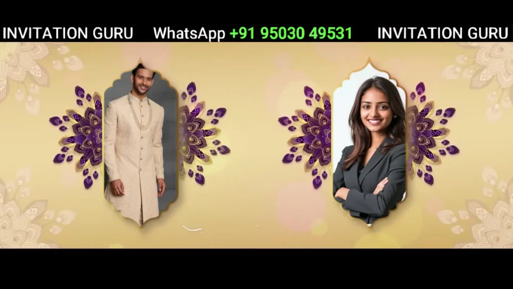 Wedding Invite Golden & Violet 191 – personalised wedding invitation video by InvitationGuru