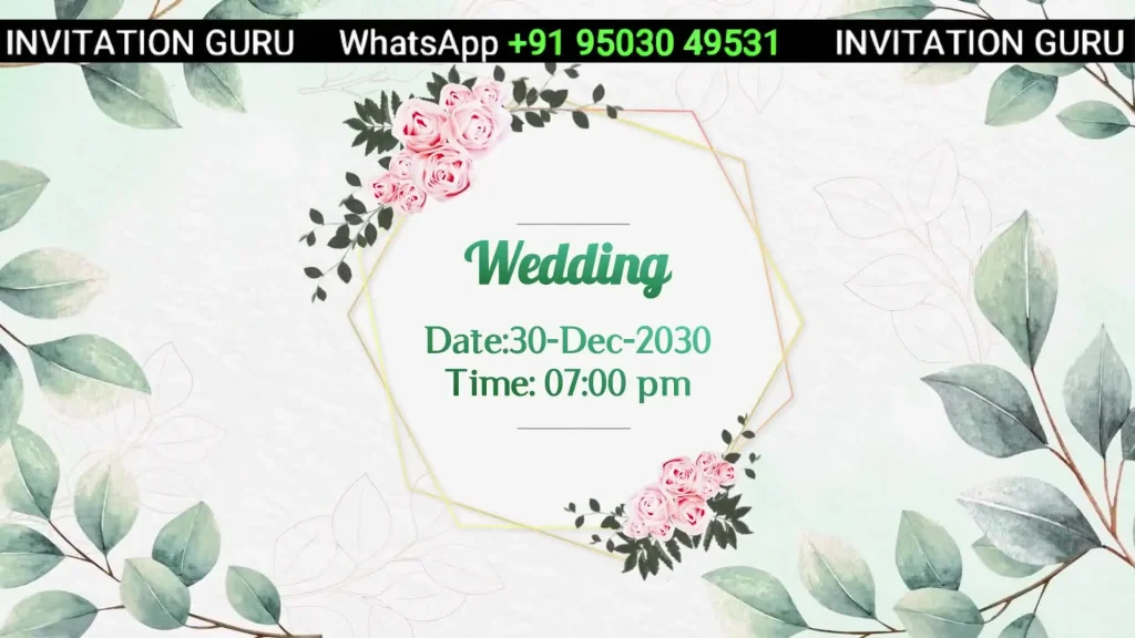 Wedding Invite Green Leaf 103 – personalised wedding invitation video by InvitationGuru
