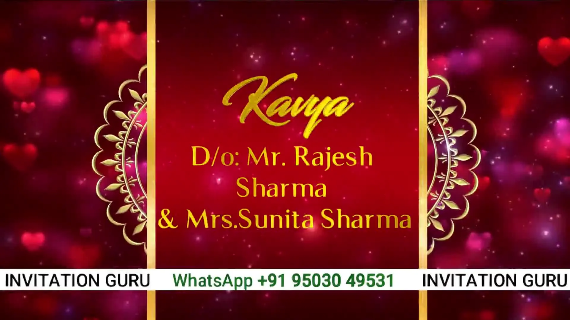 Ring Ceremony Reddish Pink & Golden Theme 07 – personalised engagement invitation video by InvitationGuru
