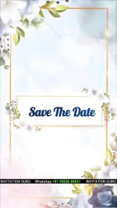 Hindu Wedding Story Theme Blue Flowers 629 | Personalized Hindu Wedding Video Invitation