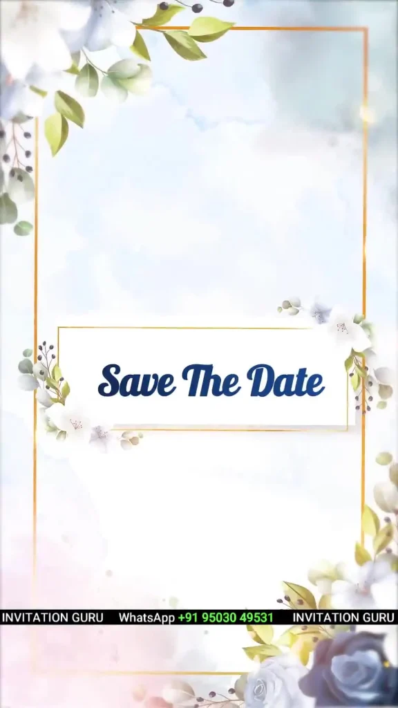 Hindu Wedding Story Theme Blue Flowers 629 – personalised wedding invite in reels style invitation video by InvitationGuru