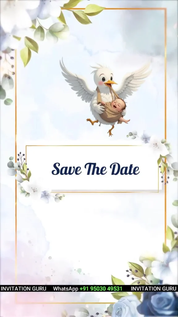 Baby Showers Story Theme Blue Flowers 401 – personalised baby shower invitation video by InvitationGuru
