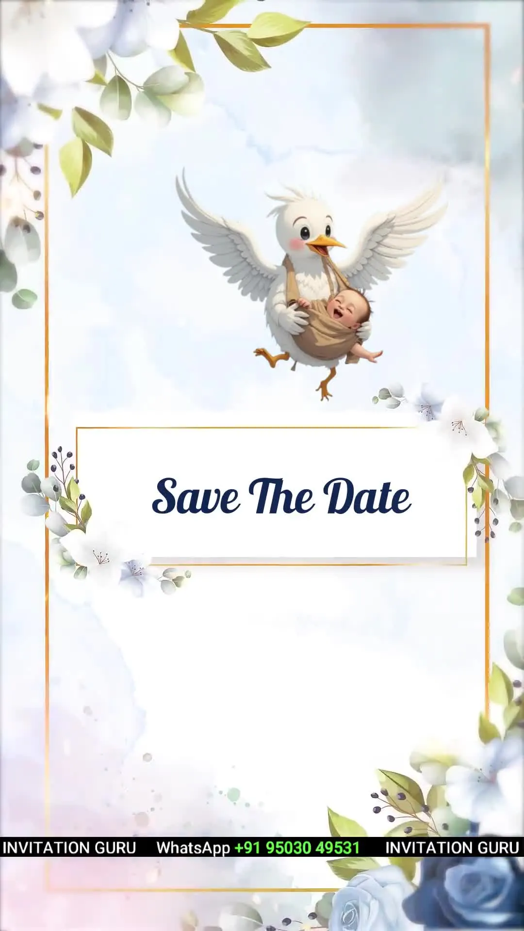 Baby Showers Story Theme Blue Flowers 401 – personalised baby shower invitation video by InvitationGuru